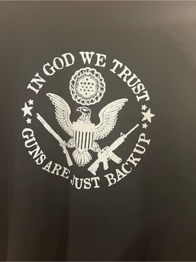 In GOd We Trust Black T-Shirt with White Eagle Shield Graphic